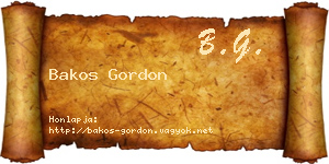 Bakos Gordon névjegykártya